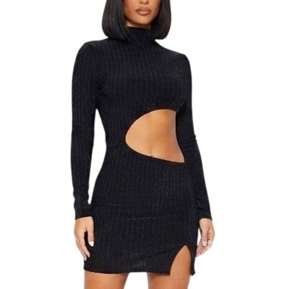 Pretty Little Things Black Cut Out High Neck Bodycon Mini‎ Dress Size 4